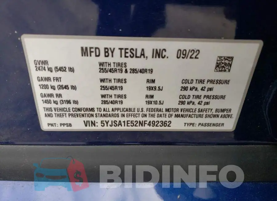 5YJSA1E52NF492362 Photo# 12