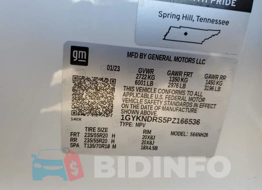 1GYKNDRS5PZ166536 Photo# 12