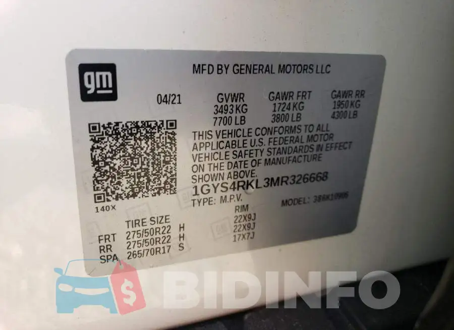 1GYS4RKL3MR326668 Photo# 14