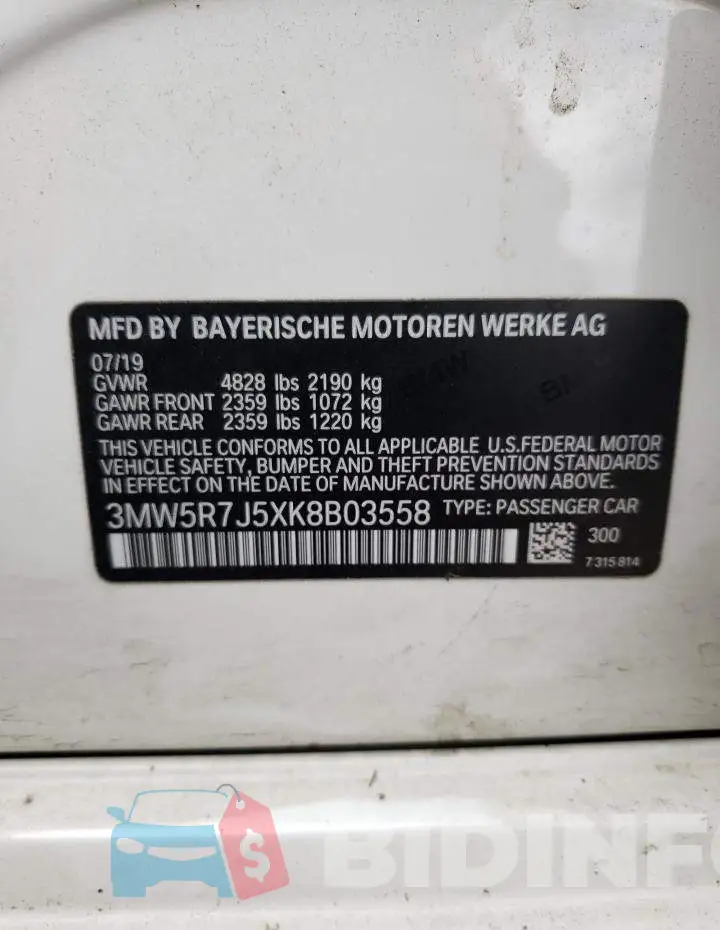 3MW5R7J5XK8B03558 Photo# 13