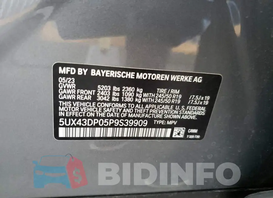 5UX43DP05P9S39909 Photo# 10