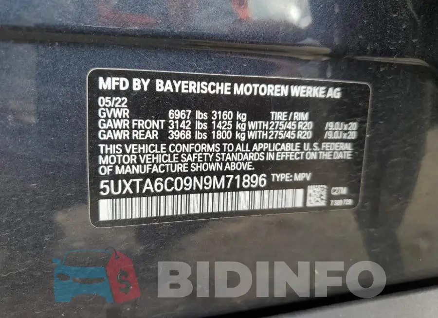 5UXTA6C09N9M71896 Photo# 13