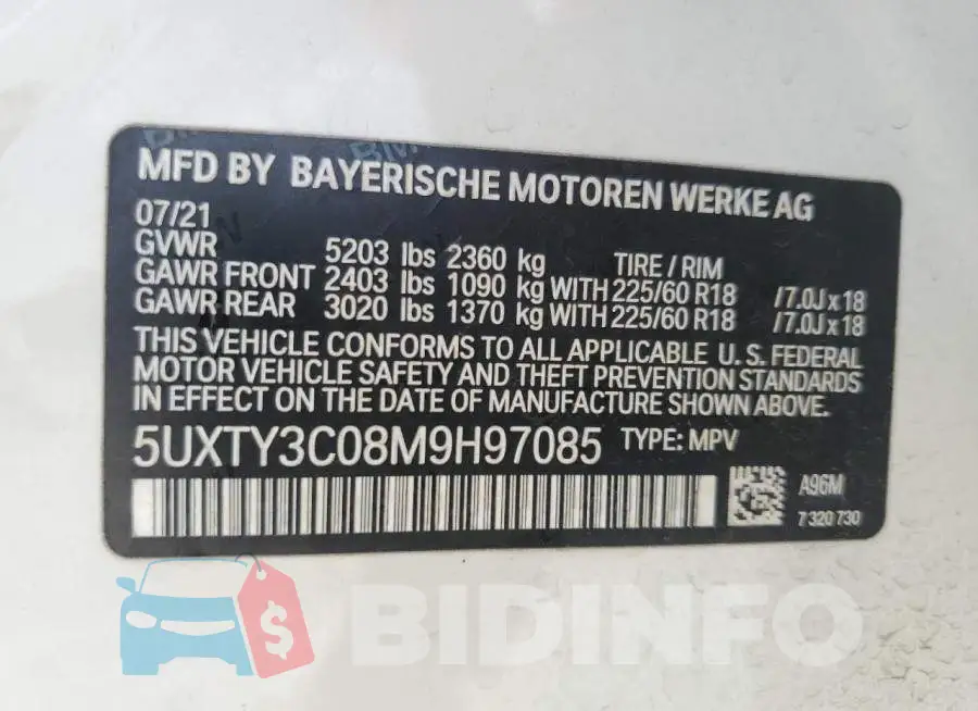 5UXTY3C08M9H97085 Photo# 13