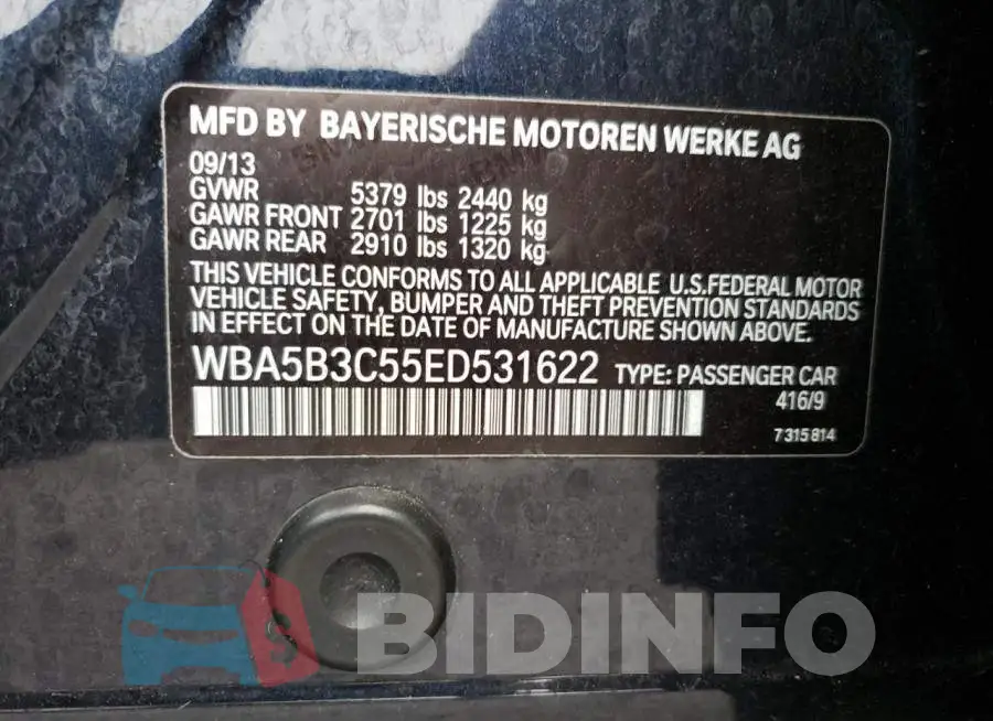 WBA5B3C55ED531622 Photo# 12
