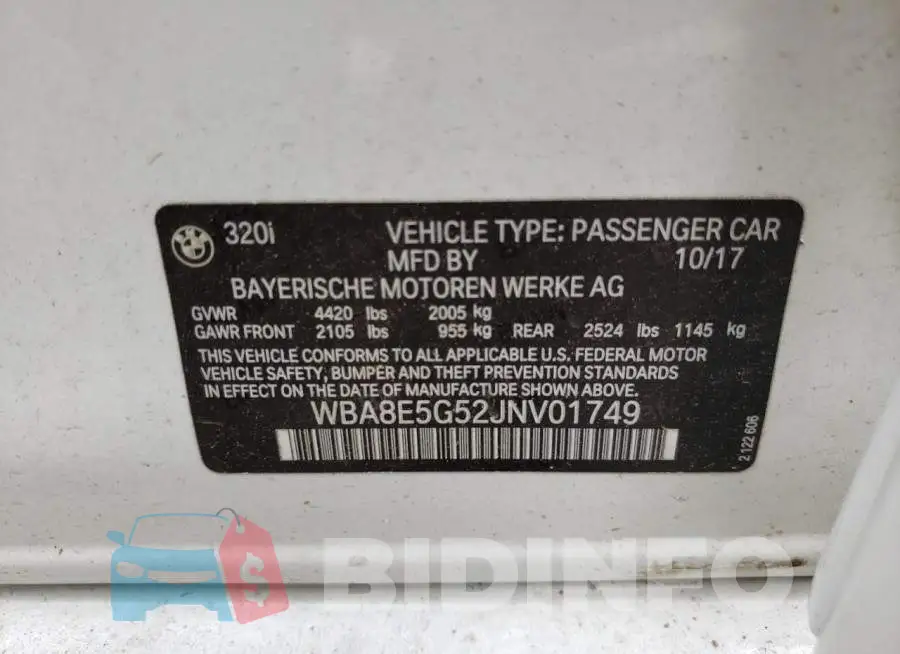 WBA8E5G52JNV01749 Photo# 12