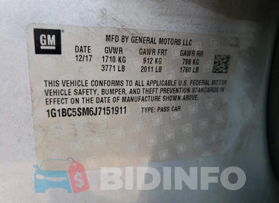 1G1BC5SM6J7151911 Photo# 12