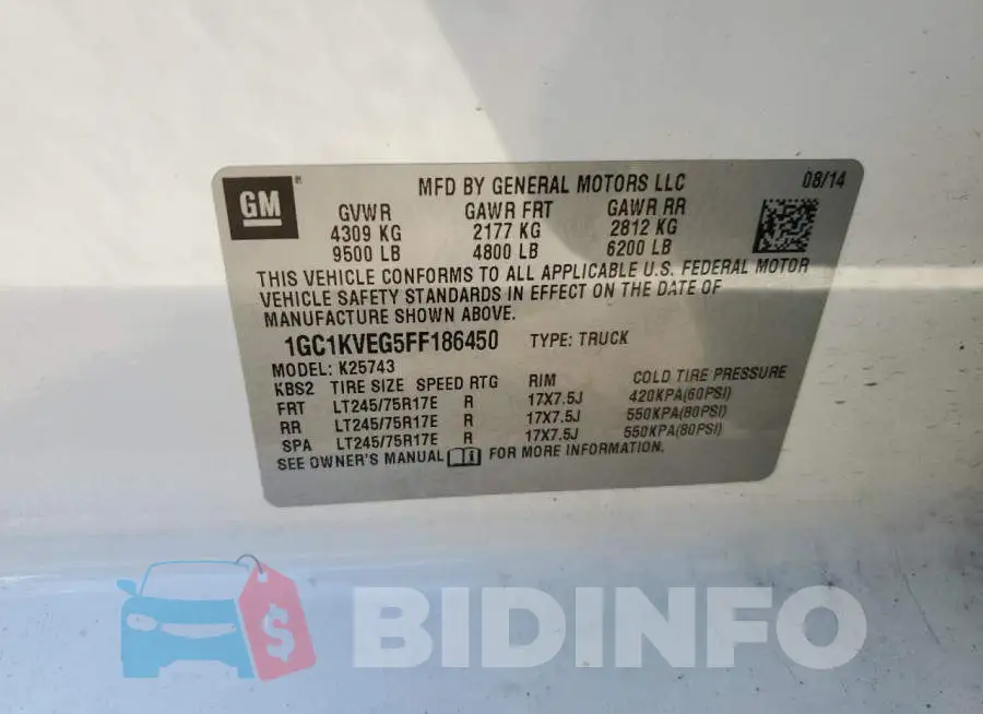 1GC1KVEG5FF186450 Photo# 12