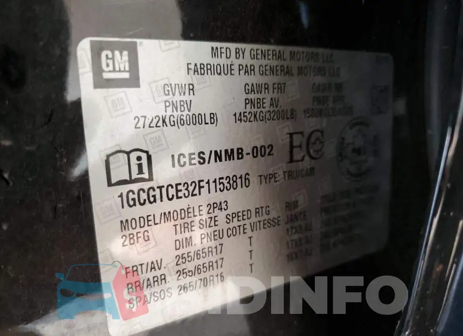 1GCGTCE32F1153816 Photo# 12