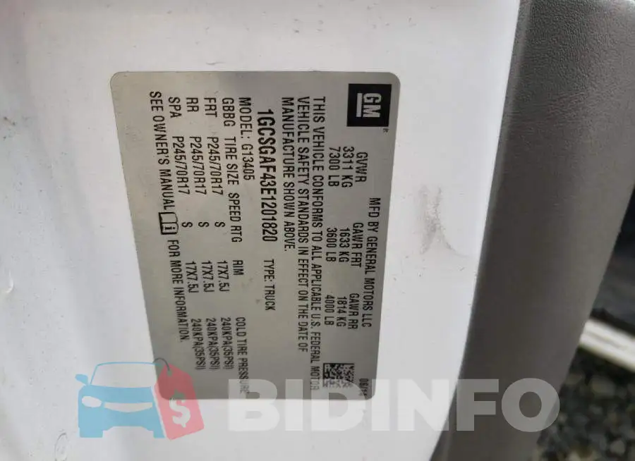 1GCSGAF43E1201820 Photo# 13
