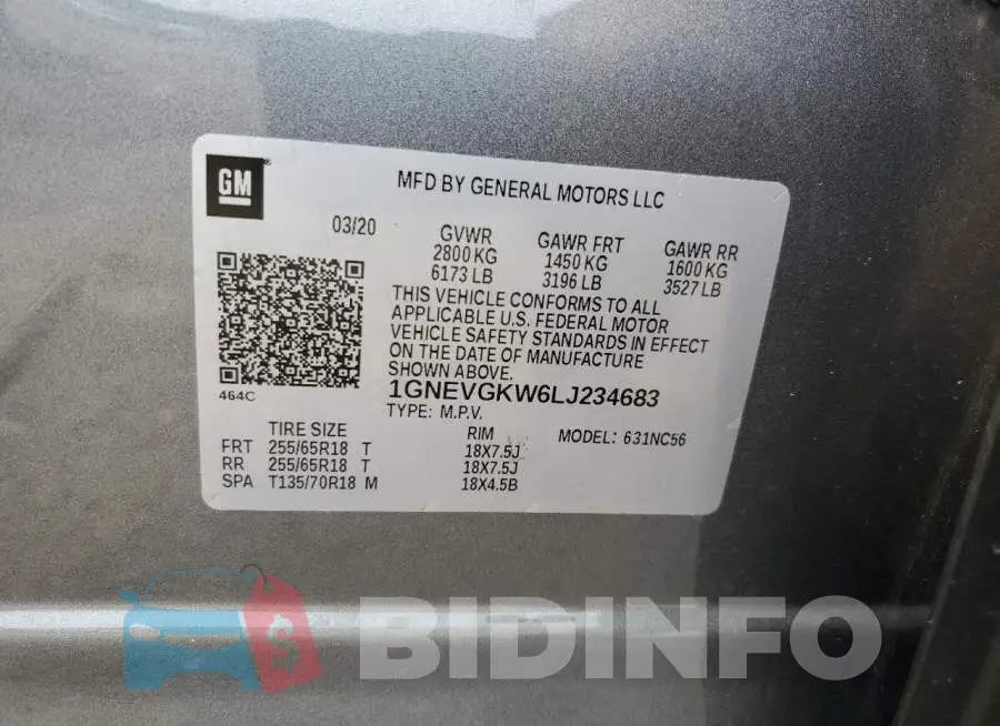 1GNEVGKW6LJ234683 Photo# 12