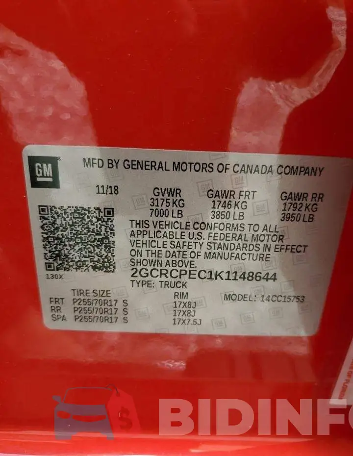 2GCRCPEC1K1148644 Photo# 12