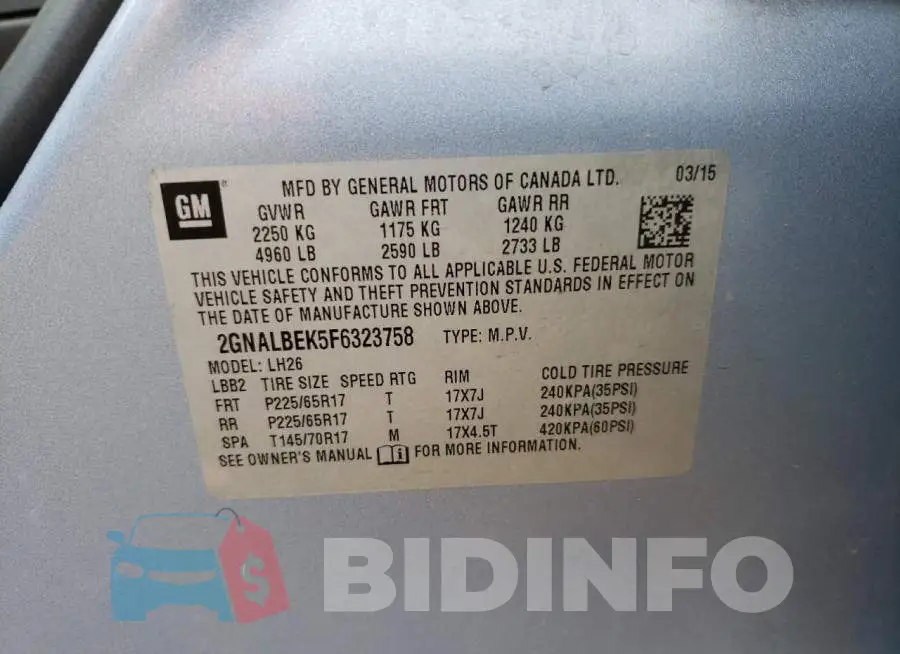 2GNALBEK5F6323758 Photo# 12