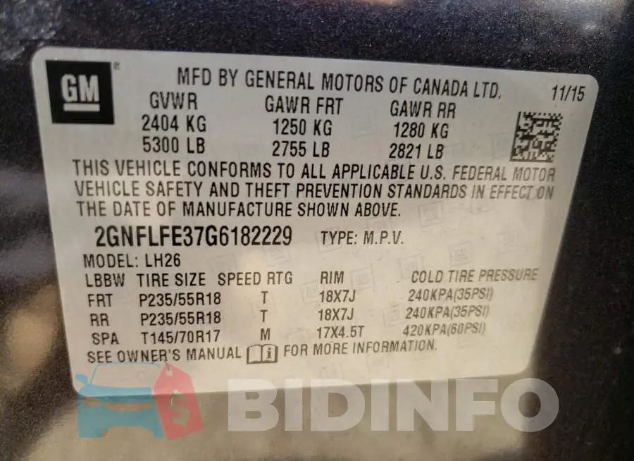 2GNFLFE37G6182229 Photo# 13