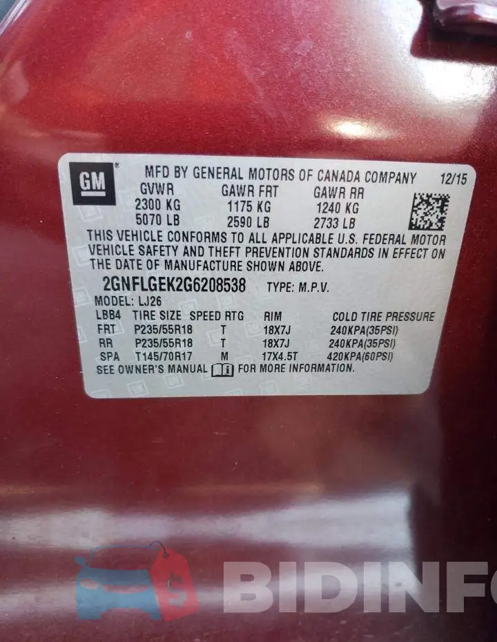 2GNFLGEK2G6208538 Photo# 13