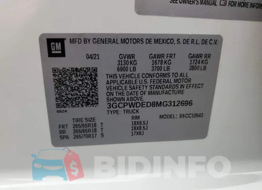 3GCPWDED8MG312696 Photo# 13