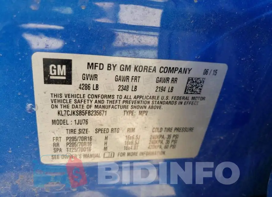 KL7CJKSB5FB235671 Photo# 12