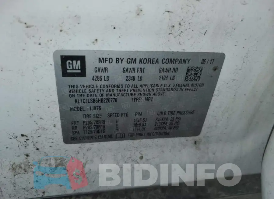 KL7CJLSB6HB226776 Photo# 12