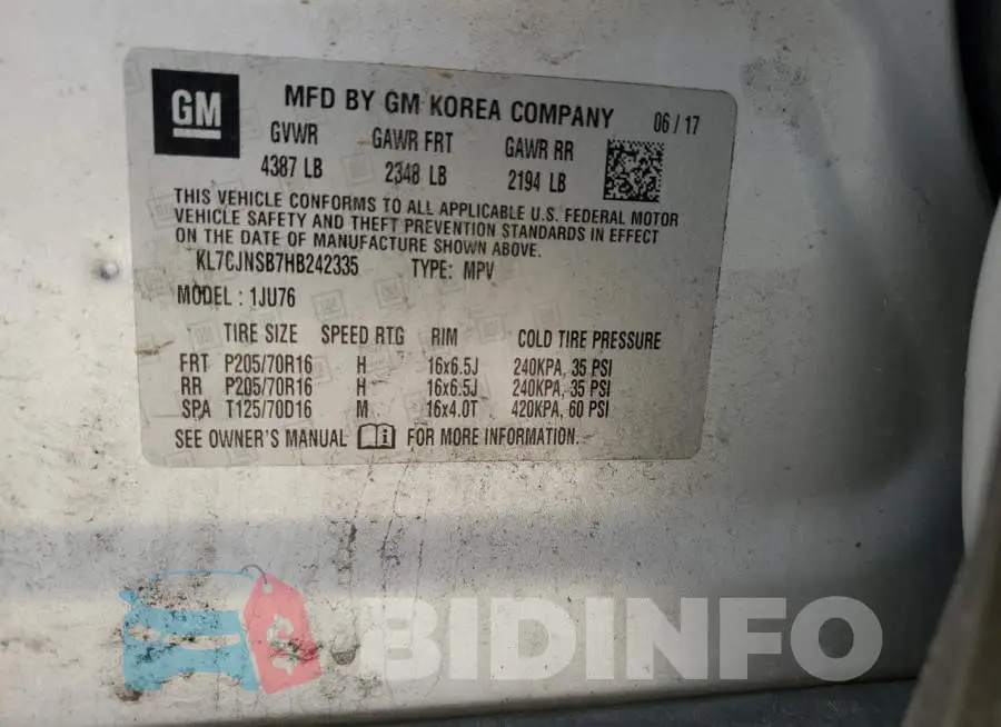 KL7CJNSB7HB242335 Photo# 12