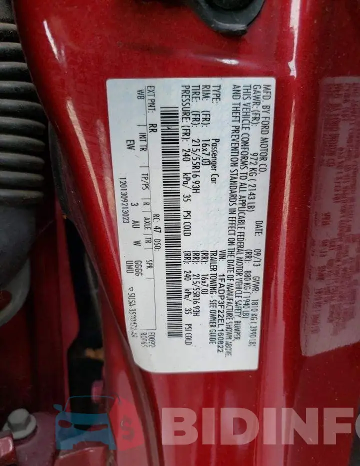 1FADP3F22EL160822 Photo# 12