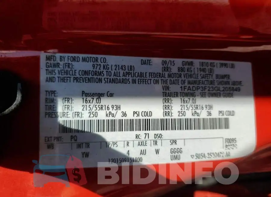 1FADP3F23GL205849 Photo# 12
