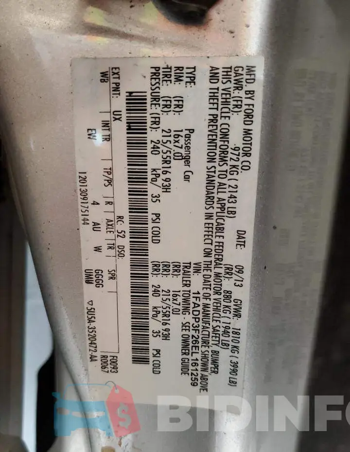 1FADP3F26EL161259 Photo# 12