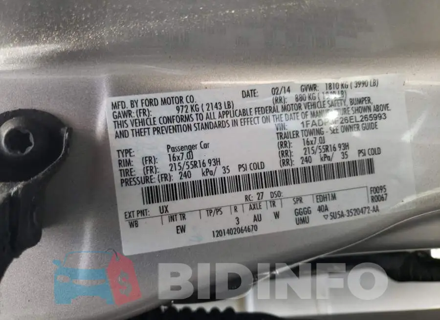 1FADP3F26EL265993 Photo# 12