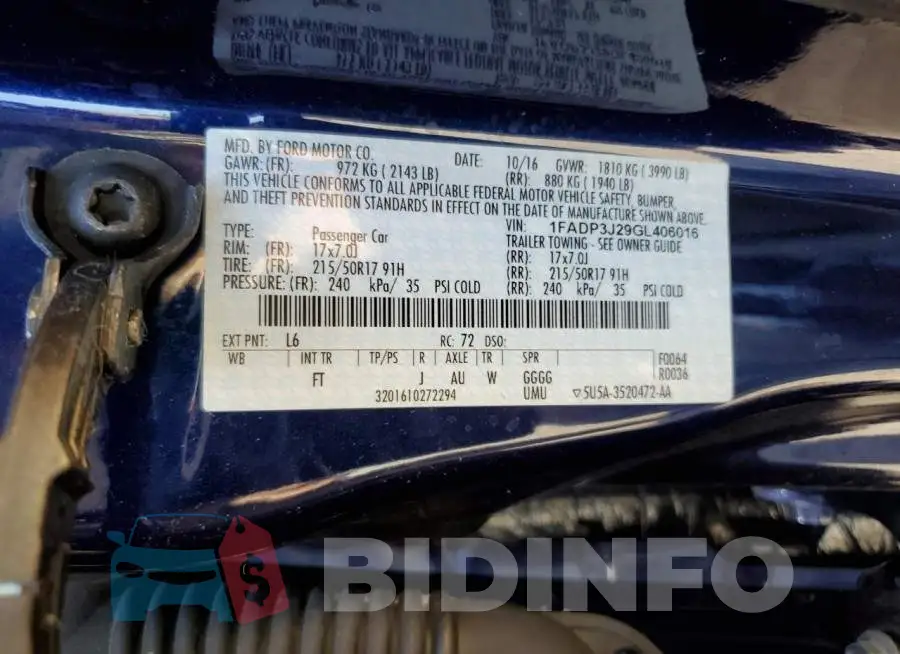 1FADP3J29GL406016 Photo# 12