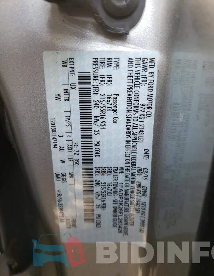 1FADP3K26FL263426 Photo# 12