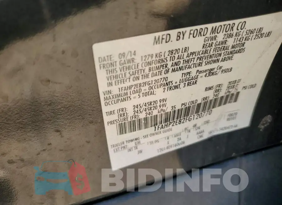 1FAHP2E82FG120770 Photo# 12