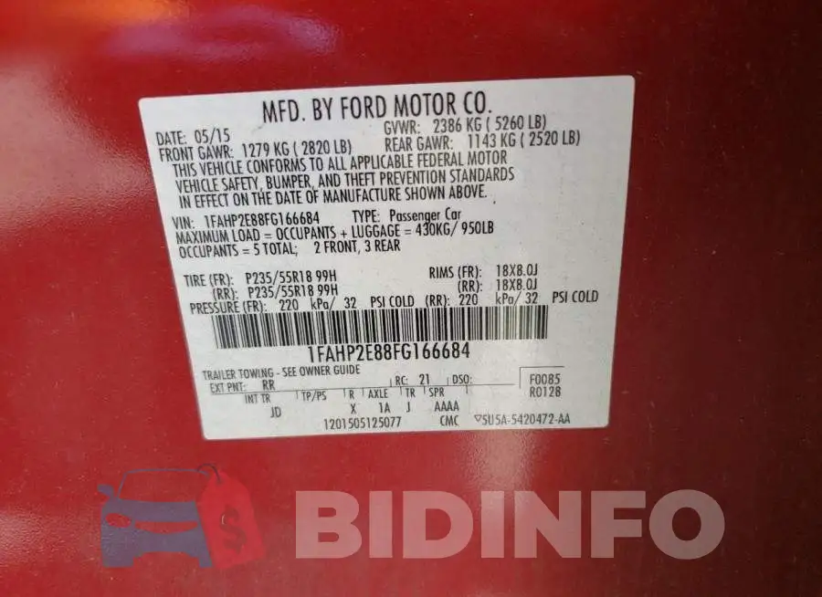 1FAHP2E88FG166684 Photo# 13