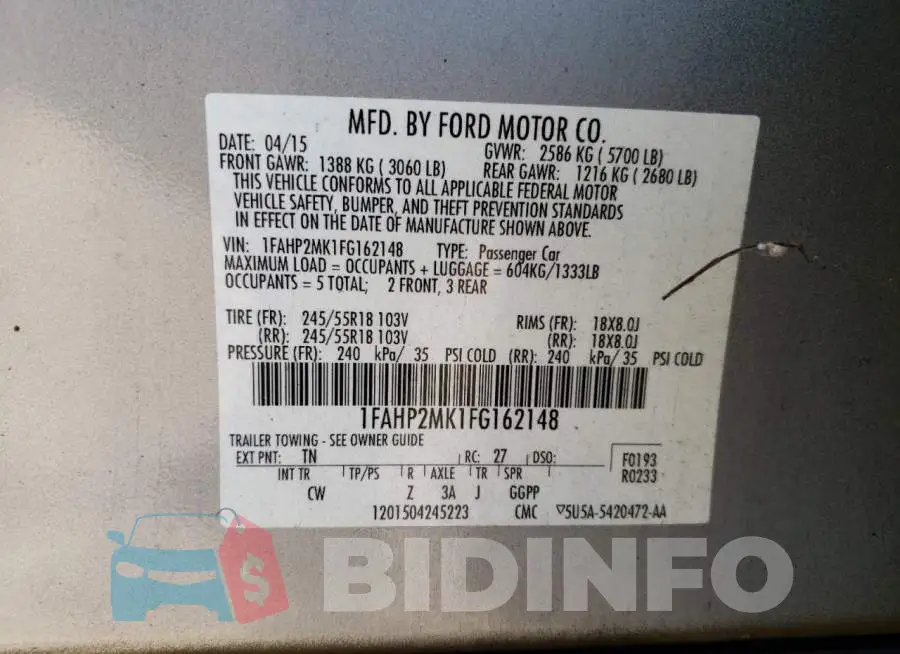 1FAHP2MK1FG162148 Photo# 12