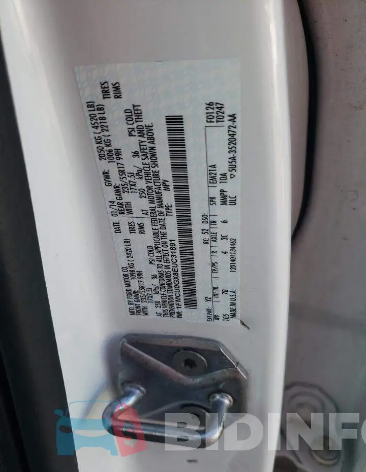 1FMCU0GX8EUC31891 Photo# 13