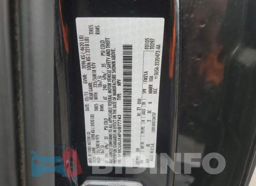 1FMCU0JX4FUB77743 Photo# 12