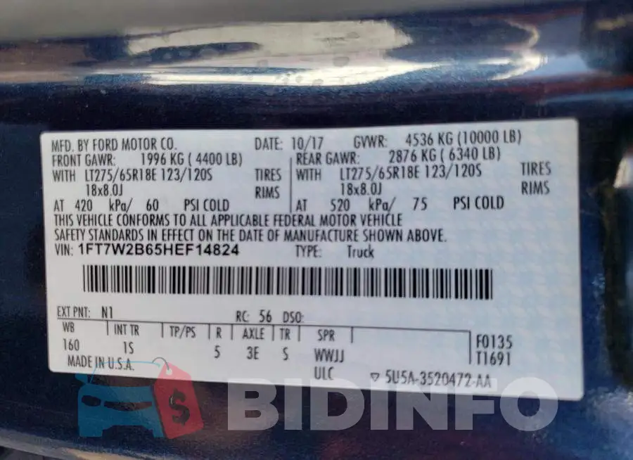 1FT7W2B65HEF14824 Photo# 12