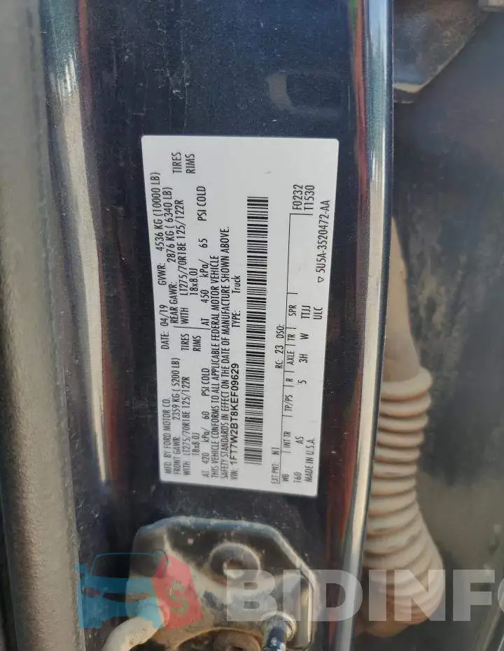 1FT7W2BT8KEF09629 Photo# 12