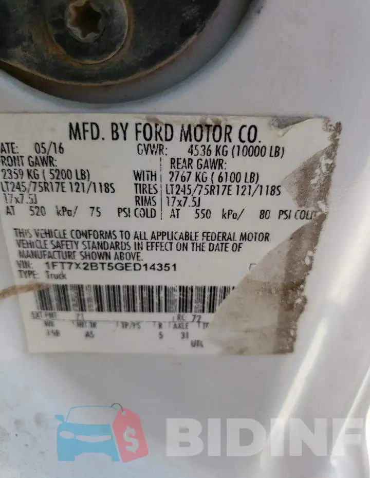 1FT7X2BT5GED14351 Photo# 12