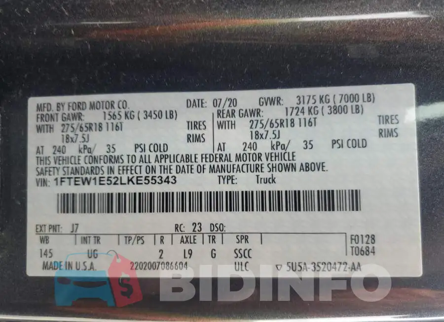 1FTEW1E52LKE55343 Photo# 13
