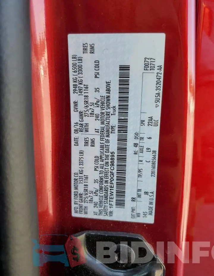 1FTEW1EP0GFC98895 Photo# 12