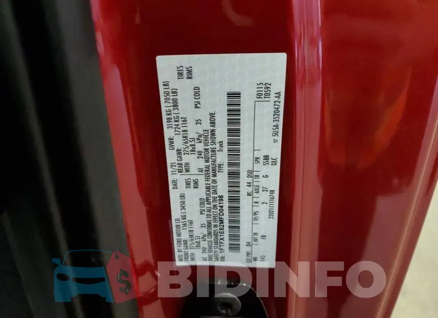 1FTFX1E82MFD04198 Photo# 12
