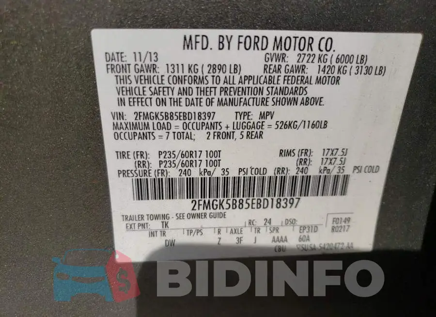 2FMGK5B85EBD18397 Photo# 14