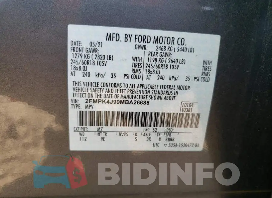 2FMPK4J99MBA26688 Photo# 13