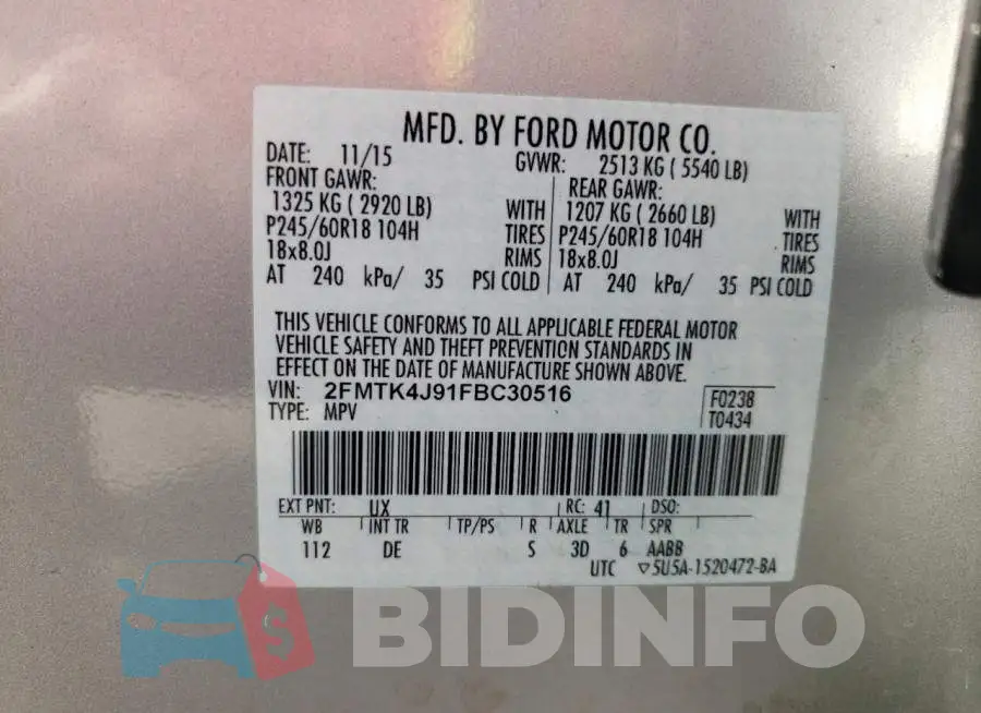 2FMTK4J91FBC30516 Photo# 13