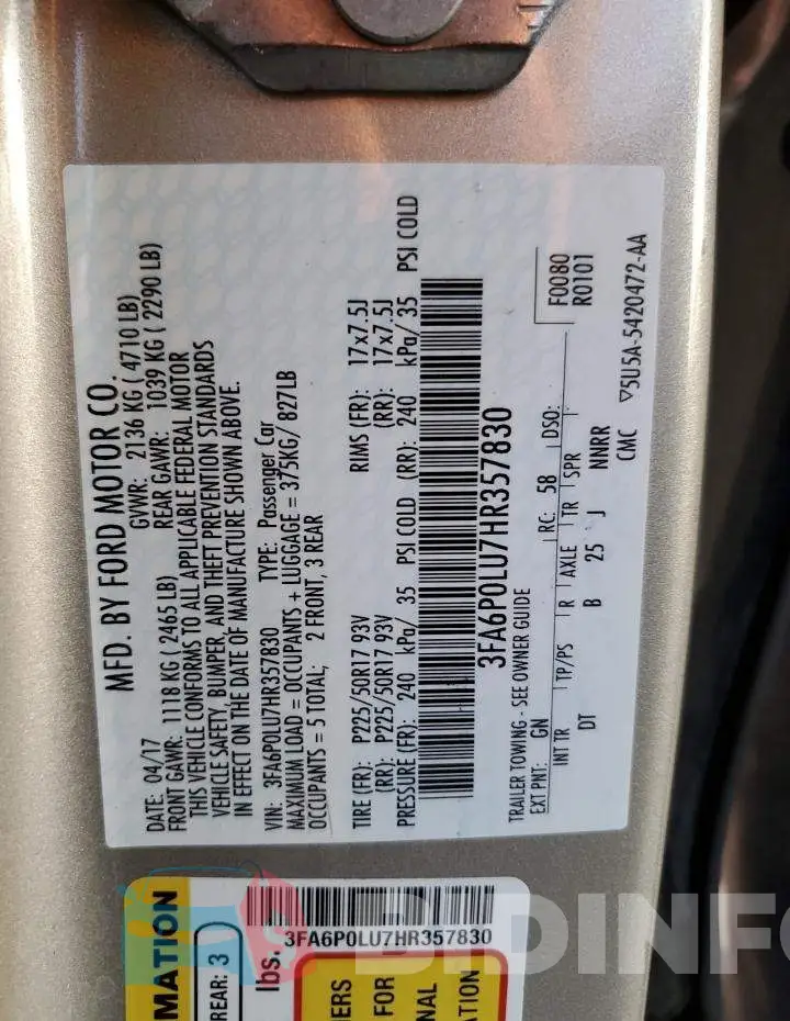 3FA6P0LU7HR357830 Photo# 12