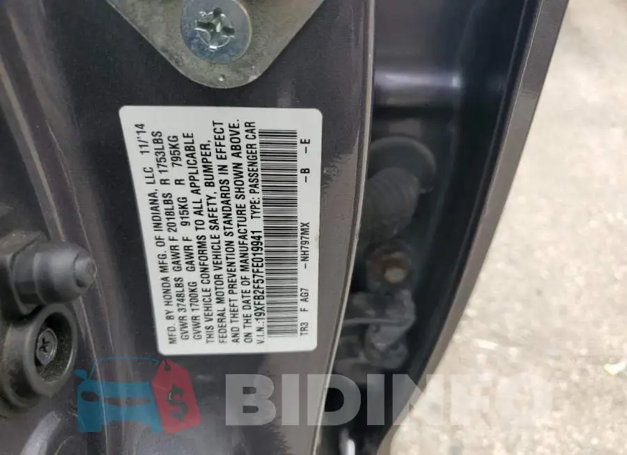 19XFB2F57FE019941 Photo# 13