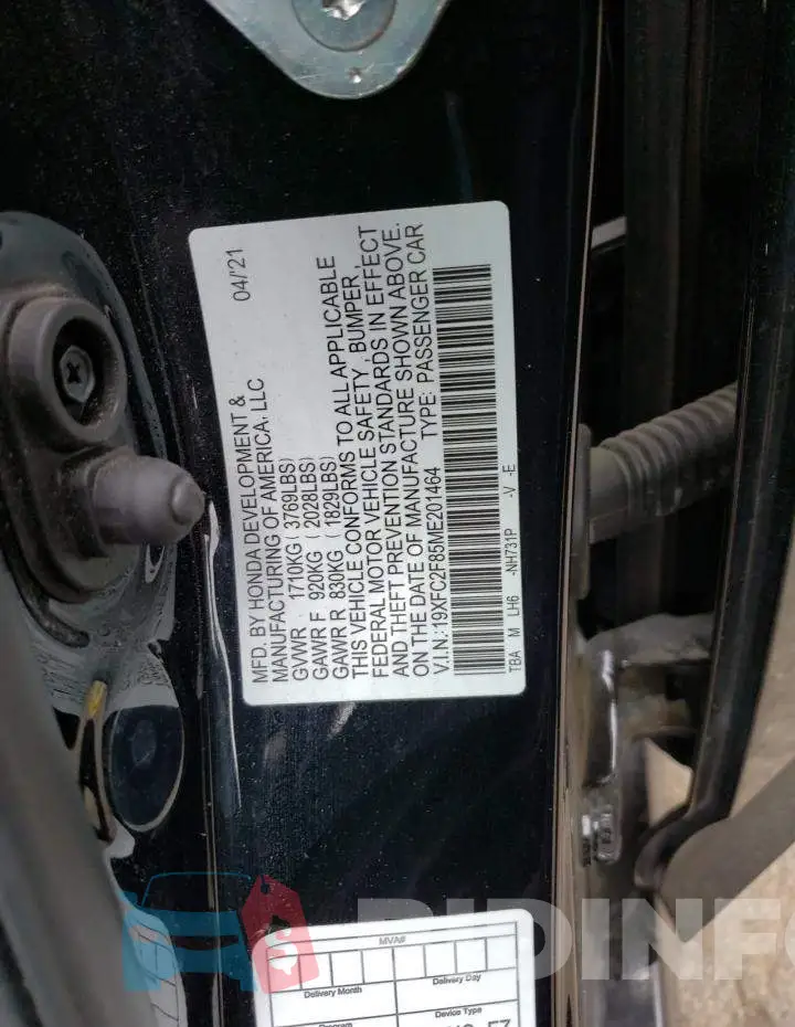 19XFC2F85ME201464 Photo# 12