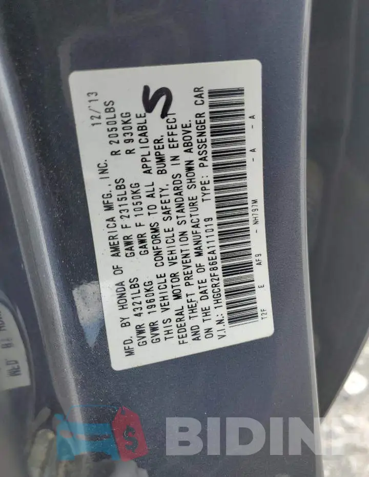 1HGCR2F86EA111019 Photo# 13