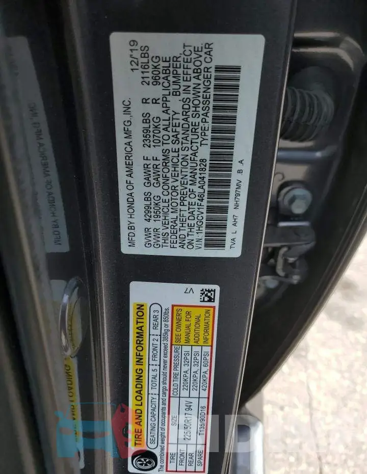 1HGCV1F46LA041828 Photo# 12