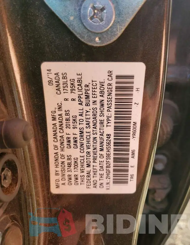 2HGFB2F59EH556248 Photo# 12