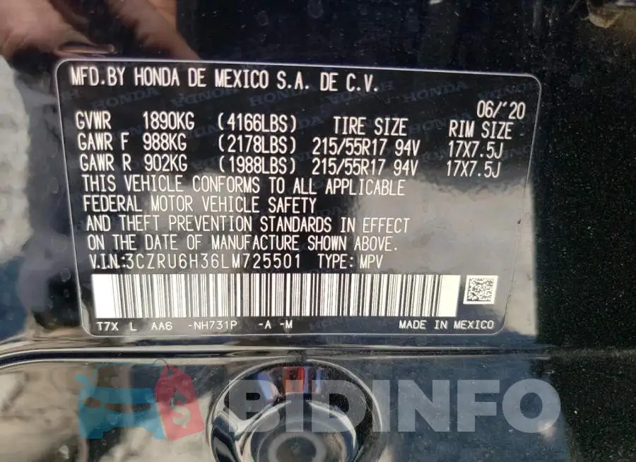 3CZRU6H36LM725501 Photo# 14