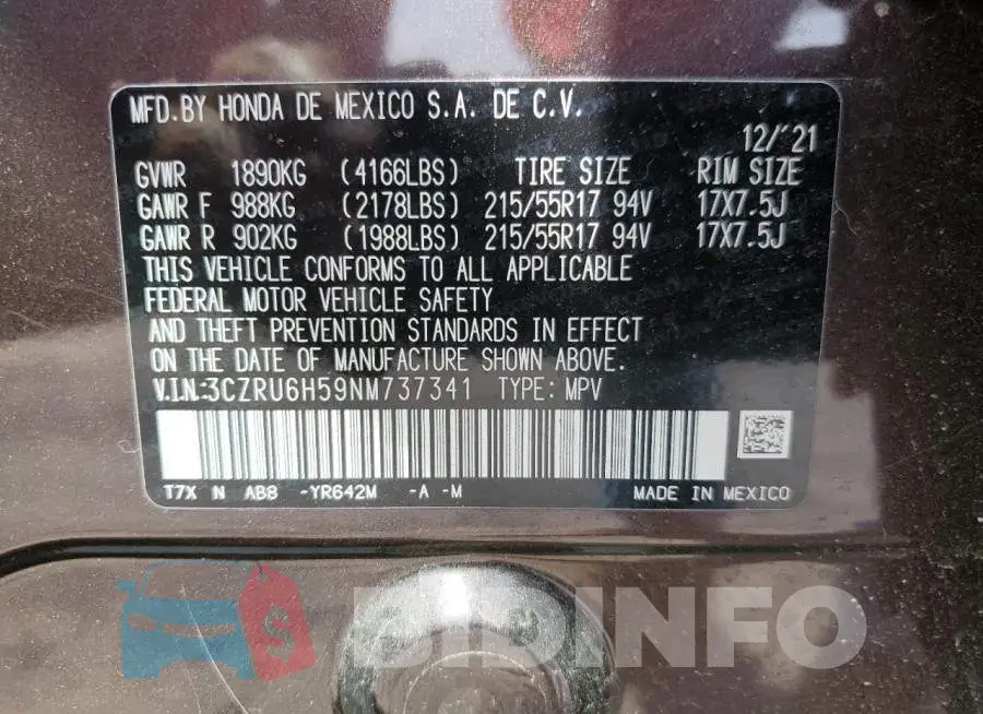 3CZRU6H59NM737341 Photo# 13